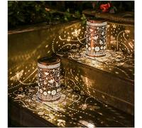 2 Pack Bee Outdoor Solar Hanging Lanterns Waterproof LED Solar Lights Metal Decorative Lanterns for Garden, Patio, Courtyard, Backyard, Yard Decor Unique Hummingbird Gifts for Women Gardening