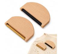 2 Pack Beech Wood Cashmere Comb Set, Manual Lint Remover for Wool Knitwear | Dual mesh heads for delicate & thick fabrics, ergonomic grip, battery-free reusable design, compact for travel and home use.