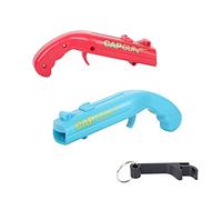 2 Pack Beer Bottle Opener Cap Gun - Beer Bottle Cap Launcher Bottle Opener, Novelty Bottle Cap Gun Bottle Opener for Shooting Game, Bar, Party - Shoots Over 5 Meters, with Bottle Opener Keyring