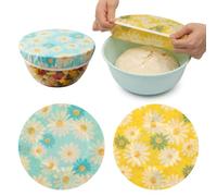 2 Pack Beeswax Bowl Cover, Reusable 25cm/9.8in Bowl Cover for Bread Proofing Elastic Natural Beeswax Organic Cotton For Sourdough Proofing Large Container Food Storage