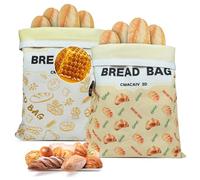 2-Pack Beeswax Bread Bag,17"×13"Reusable Organic Bread Bags for Homemade Bread Sourdough,Linen Outer Lining and Pure Cotton Beewax Inner Lining Moisture-proof &Fresh-Preserving Bags Keeps Fresh Longer