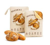 2 Pack Beeswax Bread Bag, Reusable Natural Beeswax-Lined Bread Bags For Freezer & Refrigerator With Zipper And Straps, For Long-Lasting Freshness, Large 43Cm×33Cm Storage Bag For Homemade Breads