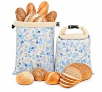2 Pack Beeswax Bread Bags 43x33cm Eco Reusable Beeswax Bread Storage Bags | Natural Beeswax Lining Zipper Buckle Closure Sourdough Homemade Bread Storage Bag Washable Cotton Bags for Home Bakers
