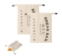 2-Pack Beeswax Bread Bags Food-Grade TPU Pure Cotton Maintains Freshness Suitable for Baking Shops Picnics Rye Bread Sourdough Bread Croissants (BEIGE 2)