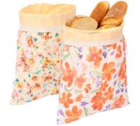 2 Pack Beeswax Bread Bags for Homemade Bread, Reusable Sourdough Storage Bag with Adjustable Buckle, Xl Large Cotton Waxed Food Bag for Keeping Toaster Loaf Sandwich Fruits Vegetables Fresh 43x33cm