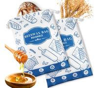 2-Pack Beeswax Bread Bags for Homemade Bread,Reusable Sourdough Storage Bags with Premium Beeswax Coating for Loafs Baguette Fresh Keeping,Great Homesteading Essentials and Baking Gifts.