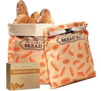2 Pack Beeswax Bread Bags for Sourdough Homemade Bread, XL Cotton Lining Sourdough Reusable Natural Beeswax Bread Storage Bag, Keep Fresh and Upgraded Large Capacity Portable