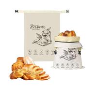 2 Pack Beeswax Bread Bags for Sourdough, Reusable Cotton Bread Storage Bags for Homemade Bread, Large Bread Bag with Removable Natural Beeswax Lining, Keeps Bread Fresh Longer, 43 x 32 cm