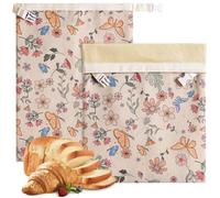 2 Pack Beeswax Bread Bags for Sourdough,Reusable Organic Linen Beeswax Bread Bag for Homemade Sourdough 17 x 12.6 Inches Food Storage Cloth Bag - Freezer-Friendly & Freshness Preservation