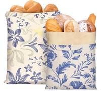 2 Pack Beeswax Bread Bags, Linen Storage Bags with Zipper and Straps, Reusable Beeswax Bags for Sourdough & Artisan Loaves, Keeps Fresh Longer Food Storage Bag (B)