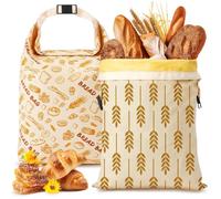 2 Pack Beeswax Bread Bags, Reusable Sourdough Bag with Natural Beeswax Lining, 17"×13" Bees Wax Bread Bags for Keep Fresh