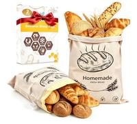 2 Pack Beeswax Bread Bags with Zipper, 43cm×33cm Reusable Natural Bees wax Bread Bag for Homemade Sourdough, Freezer Storage Bag to Keep Fresh, Cotton Beeswax Container, Baguette Bag,Bakery Essentials