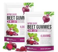 2 Pack Beet Root Gummies for Blood Pressure, Heart Health Support, Energy Level Suport, Promoting Nitric Oxide, Enriched with 200mg CoQ10 & Beet Root Extract, Vitamin B12, C, Sugar-Free | 90 Chews