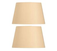 2 Pack - Beige 12" Cotton Drum Vintage Tapered Fabric Lampshade with Reversible Gimble & Shade Reducing Ring to Fit All Types of Lampholders - Sold in Pairs
