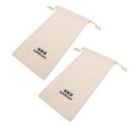2 Pack Beige Fabric Slipper Storage Bags with Drawstring Closure | Dirty Items, Portable Separate Clean with Slipper Bag Sign for Suitcase Packing and Outdoor Use