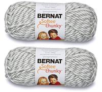 2-Pack - Bernat Softee Chunky Yarn, Grey Ragg, Single Ball