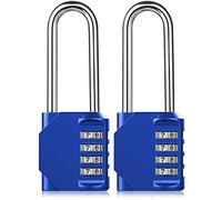 2 Pack BeskooHome Padlocks, 6.5cm Long Shackle Outdoor Waterproof Padlocks with 4 Digit Code for School Gym Locker, Sports Locker, Fence, Gate, Toolbox, Case, Hasp Storage (Blue)