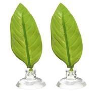 2 Pack Betta Fish Leaf Hammocks - Floating Aquarium Resting Beds for Bettas - Natural-Looking Artificial Plants with Suction Cups (Green)