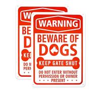 2 Pack Beware Of Dog Sign, Do Not Enter, Aluminum Reflective, Easy Mounting Beware Of Dog Signs for fence, Indoor Or Outdoor Use,10X7Inch (Red)