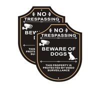 2 Pack Beware of Dog Signs for Fence, 9.6 x 7.7 inches, No Trespassing This Property is Protected by Video Surveillance Sign, Rust-Free/Fade Resistance Aluminum, Easy Mounting, Indoor/Outdoor Use