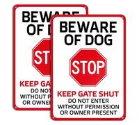2 Pack Beware of Dog Signs, Warning Sign Beware of Dog for Fence, Do Not Enter, 10"X7" No Fade Aluminum, Waterproof, Outdoor Use