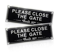 2 Pack Beware of Dogs Sign 9.8'' x 3.5'' Close the Gate Please Close the Gate Sign Highly Visible with Pre-Drilled Holes Self-Adhesive Safe Rounded Edges for Home Garden Farm