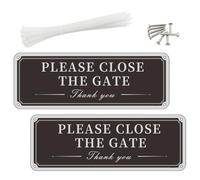 2 Pack Beware of Dogs Sign, 9.8'' x 3.5'' PLEASE CLOSE THE GATE Aluminum Signs with Zip Ties & Screws, Do Not Enter Warning Sign Dog Will Bite Safety Sign for Outdoor Gate Wall Fence