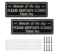 2 Pack Beware of the Dog Sign, Please Close the Gate Signs, Aluminium