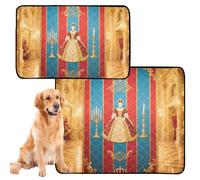 2 Pack Big Dog Pee Mat Cat Pee Pads for Indoor Cats Anti Slip Rug for Car Seat 24x36in＋36x42in Royal Pattern