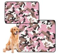 2 Pack Big Dog Pee Mat Dog Pee Blankets Washable Anti Slip Rug for Car Seat 24x36in＋36x42in Camouflage Brown Peach