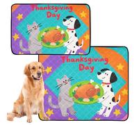 2 Pack Big Dog Pee Mat Muddy Mats for Dogs Large Washable Dog Anti Slip for Car 24x36in＋36x42in Thanksgiving Day Cartoon Cat Dog Colorful