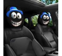 2-Pack Big Eye Blue Hat Car Headrest Covers, Stretchable Universal Funny 2D Head Rest Pillow Protector for Cars, Suvs