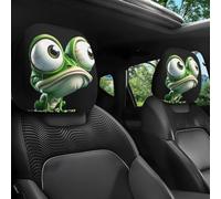 2-Pack Big Eye Green Frog Car Headrest Covers, Stretchable Universal Funny 2D Head Rest Pillow Protector for Cars, Suvs