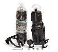 2 Pack Bike Bottle Cage Kit with 2x Water Bottles (650ml) & 2x Bells - 2 Sets of Bicycle Cup Holders & Sports Drinks Bottles for Road, Mountain, Hybrid & Electric Bikes - Black