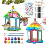 2 Pack Bird Feeders,DIY Bird House Art Crafts Kit for Kids,Garden,Outdoor Paint DIY Birdhouse Wooden Art Activities Crafts for Children Boys Girls Age 8-12 4-6 6-8 3-5