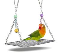 2 Pack Bird Perch Platform Stainless Steel Birds Perches with Climbing Ladder Bird Cage Accessories,Open-Grid Easy Clean Parrot Perch Stand,for Small and Medium Birds(Black)