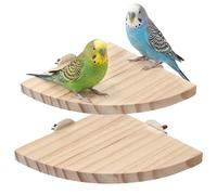 2 Pack Bird Platform Wood Flat Perches for Bird Cages Fan Shape Birds Cage Platform with Stainless Steel Washers for Birds Cages Corner Shelf Parrots Hamster Gerbil(5.1inch, 6.7inch)