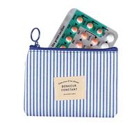 2 Pack Birth Control Pill Cases with 3”×4” Stripes for Women Privacy Protection Contraceptive Medicine Case Holder Packet Sleeve Pocket Pouch Wallet