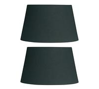 2 Pack - Black 14" Cotton Drum Vintage Tapered Fabric Lampshade with Reversible Gimble & Shade Reducing Ring to Fit All Types of Lampholders - Sold in Pairs