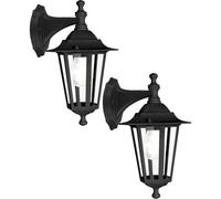 2 Pack Black Aluminium Ip44 Outdoor Wall Lanterns - Stylish Porch Lighting