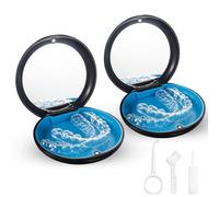 2 Pack Black Brace Retainer Case Orthodontic Dental Retainer Container with Removal Tool, Chewies and Brush, Denture Mouthguard Box Aligner Case Kit Slim