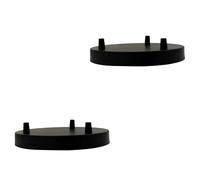 2 Pack Black Ceiling Rose 3 Outlet 200mm Metal Round Light Fitting Base