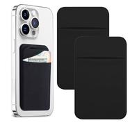 2 Pack Black Cell Phone Pocket,Self Adhesive Cell Phone Card Holder,Slim Black Card Pocket Holder Stretchy Fabric Card Pocket Stick On Wallet Suitable for All Smartphones