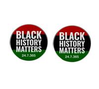 2 Pack Black History Matters Pins, Red Black Green Pan African Button Badge, Alloy Round Lapel Pin 1.18 Inch, 24/7/365 Statement Brooch for Jacket Backpack Hat