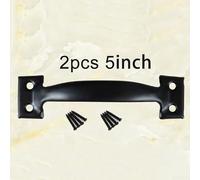 2-Pack Black Iron Barn Door Pull Handle for Sliding Doors, Garage, Sheds & Cabinets - 4/5/6 Inch Length Options, Heavy-Duty Rust-Resistant Fin(5inch)