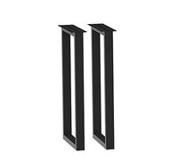 2 Pack Black Rectangular Metal Dining Table Legs Sturdy Industrial Furniture Support for DIY Projects Heavy Duty Table Feet for Home and Office Use