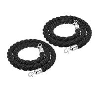 2-Pack Black Retractable Stanchion Rope with Silver Hooks 185cm Queue Barrier for Traffic Control Hotel Visitor Guidance Crowd Management Divider