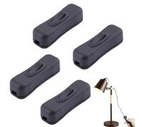 2-Pack Black Smart Rocker Light Switch,Thin Straight Insertion Torpedo Switches,Single Pole In-Line Switch for Desk Lamps & Small Appliances,Light Sw/itch,Accepts 2-Core Round/Flat Wire (Black)