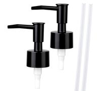 2 Pack Black Soap Dispenser Pump Replacement Plastic Top Dispenser Pumps Reusable for Hand Soap Dispensers Regular Glass Mouth Lotion Bottles