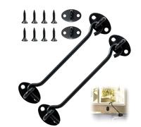 2-Pack Black Stainless Steel Cabin Hook and Eye Latch - gate Hook and Eye Latch Pack Gate Lock with Mounting Screws for Sheds and Garage Doors